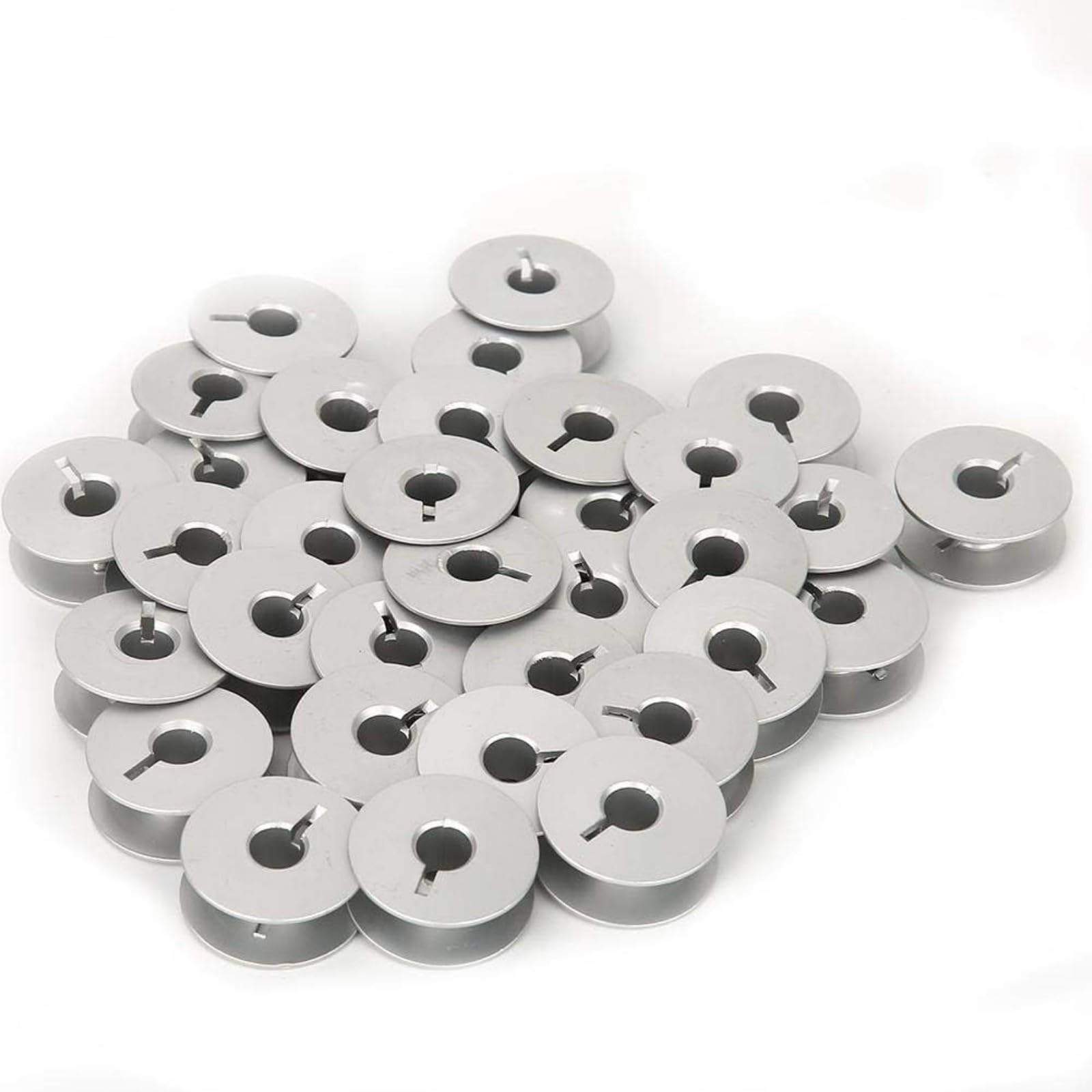 Buxuaaaa 100PCS Aluminum Bobbins Easy Installation Metal Bobbins Sewing Accessories Part Aluminum Texture for Efficient Sewing Machine Accessories