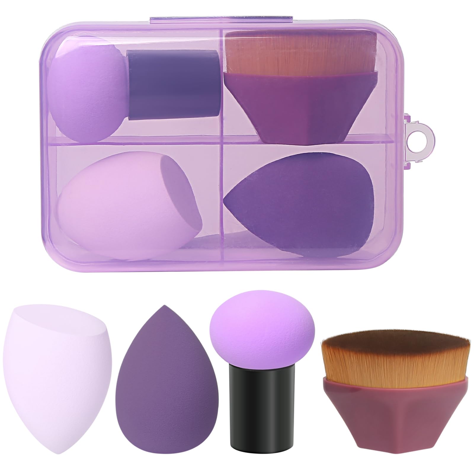 SruidyLady 4-Piece Reusable Makeup Sponge Set, Beauty Sponge for Liquid Foundation Powder & Sunscreen