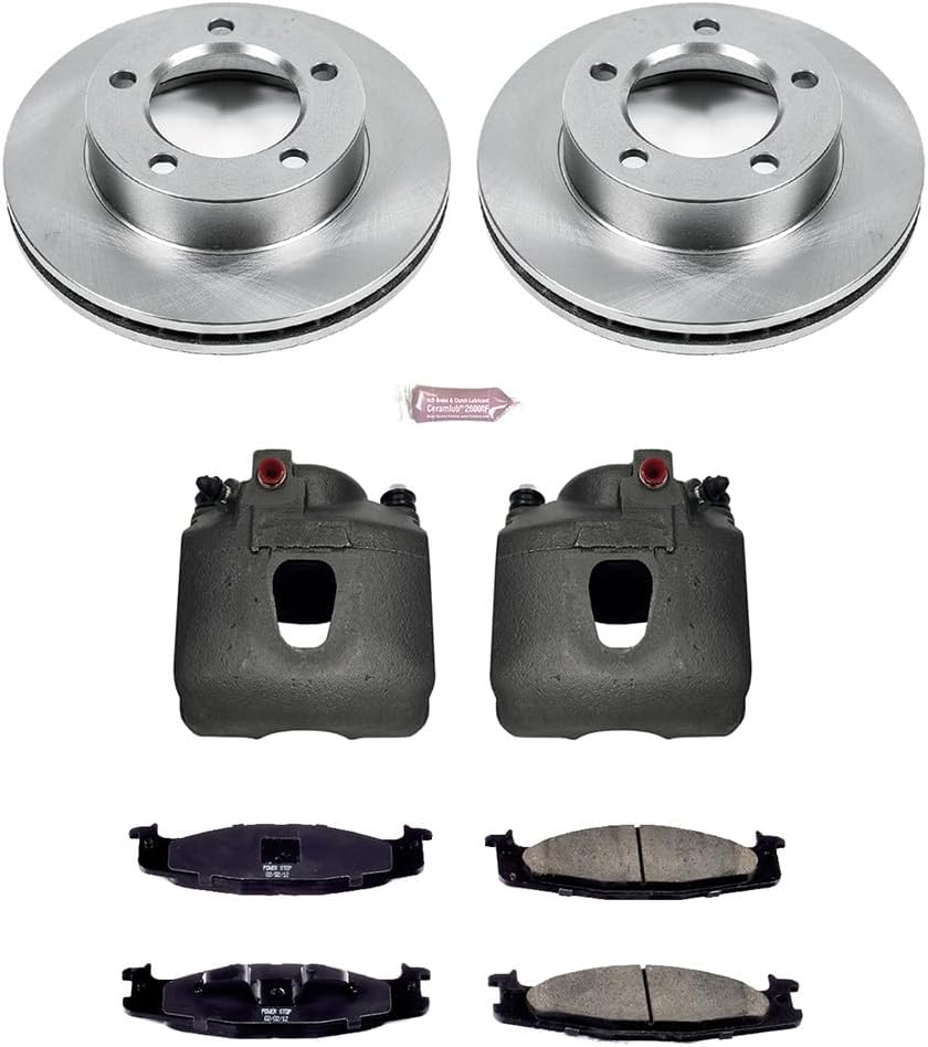 PowerStop Front Brake & Caliper Kit For Ford Bronco 1994-96 | Ford F-150 1994-96 - Ceramic Brake Pads + Stock Rotors Replacement + Calipers, KCOE5067