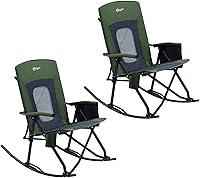 Vista 15 de PORTAL Silla mecedora plegable de gran tamaño para acampar, portátil, para exteriores, con respaldo alto, reposabrazos duros, bolsa de transporte
