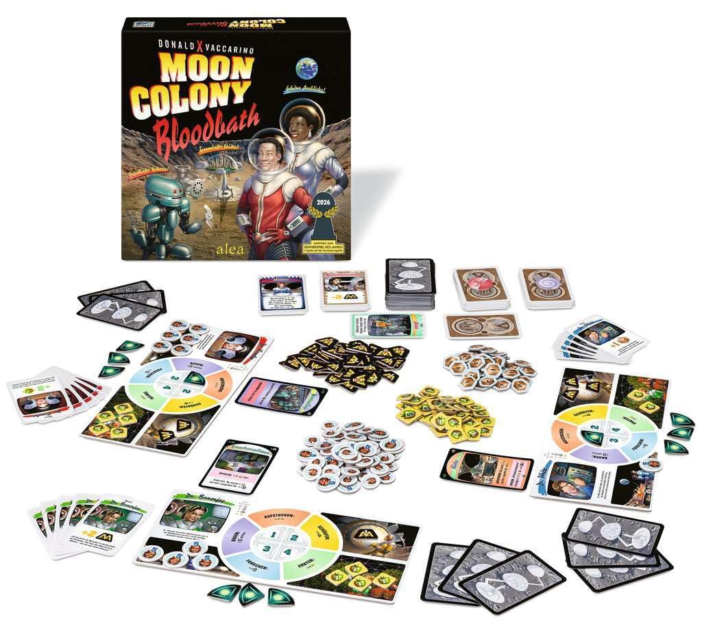 Ravensburger 25161 Alea Moon Colony Bloodbath - gioco da tavolo per famiglie e adulti dai 14 anni in su - per 1-5 giocatori - gioco di carte con umorismo nero