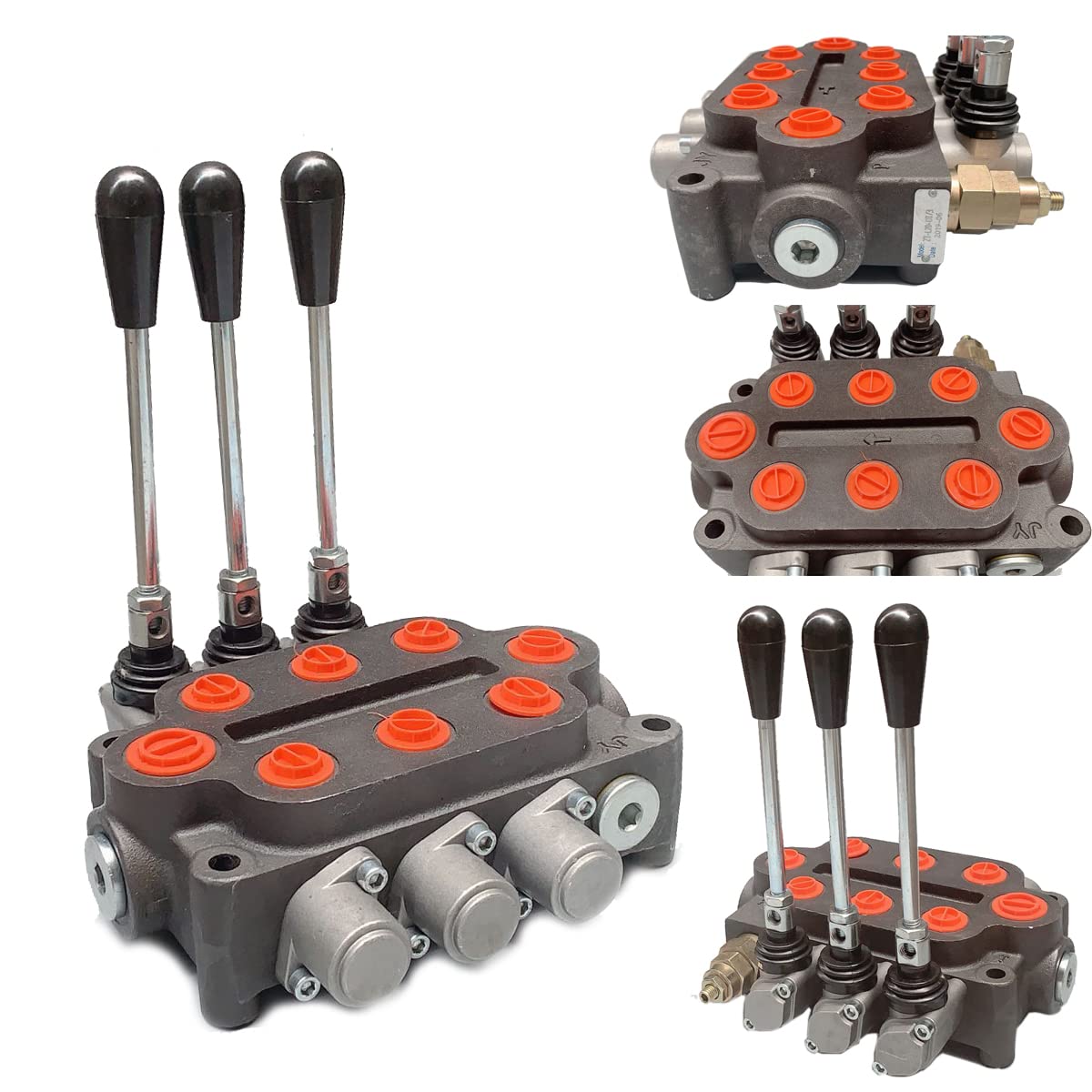 TABODD 3 Spool 25GPM Hydraulic Directional Control Valve, Double Acting Control 3/4 BSPP Ports 3000PSI Directional Control Valve for Tractors Loaders Tanks