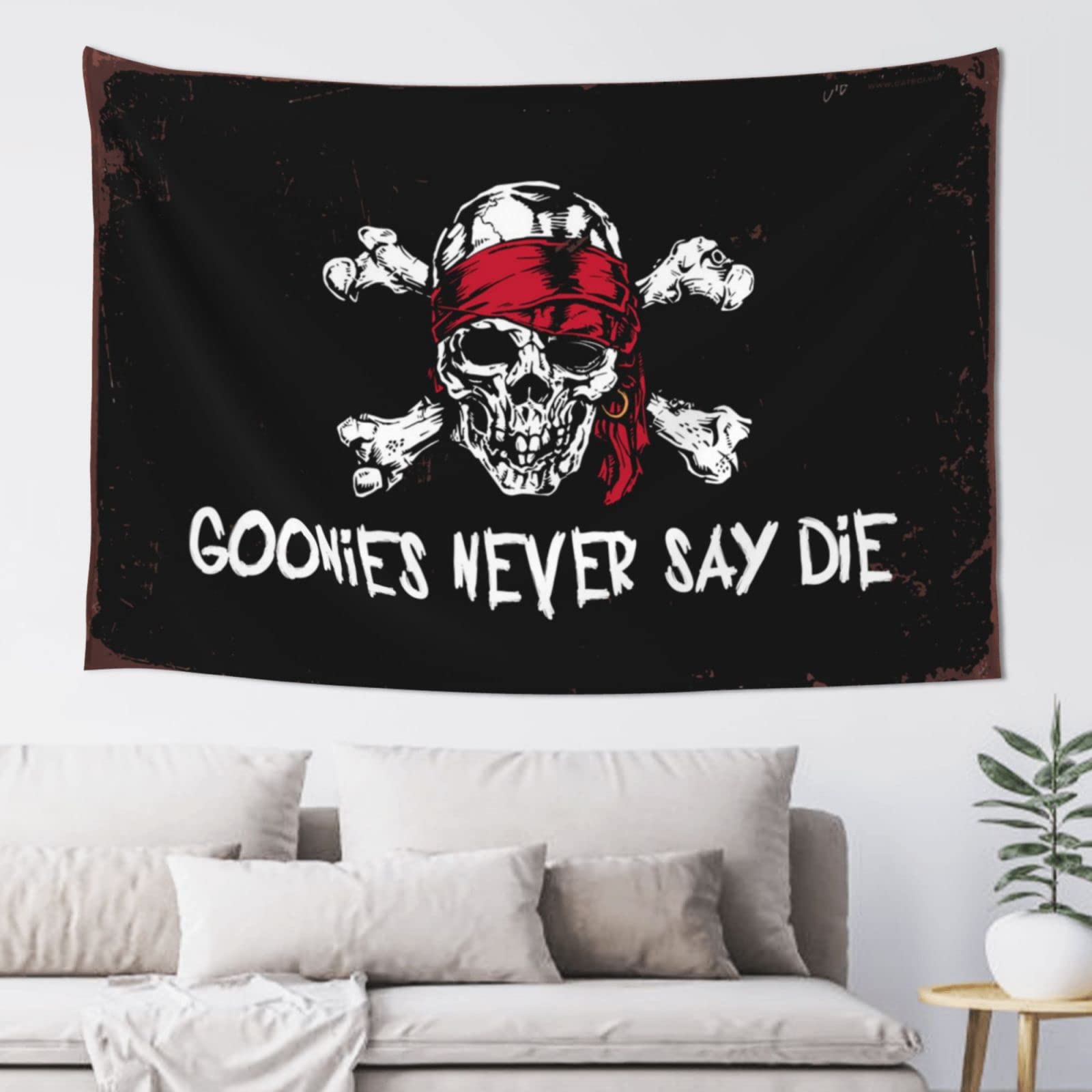 Dsocuiubos Stuff for Your Room Goonies Never Say Die Tapestry Aesthetic Room Decor Beer Decorations for Man Cave (Size : 75X100CM)