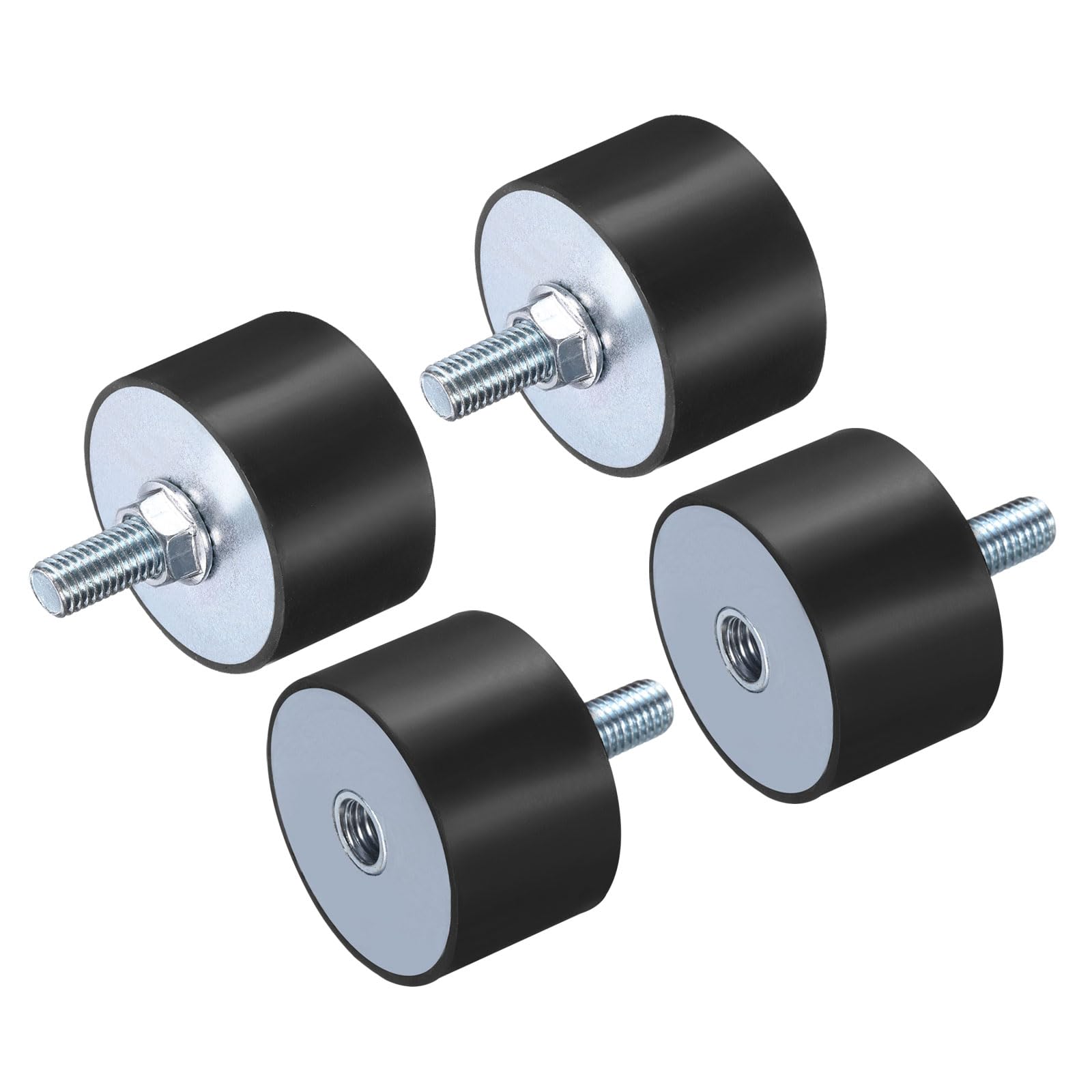 QUARKZMAN 4 Pezzi Supporti Antivibranti In Gomma M10x28mm Con Perni 50x30mm Maschio Femmina Ammortizzatori Vibrazioni Zincati Supporti Cilindrici Con 4 Dadi Di Bloccaggio M10