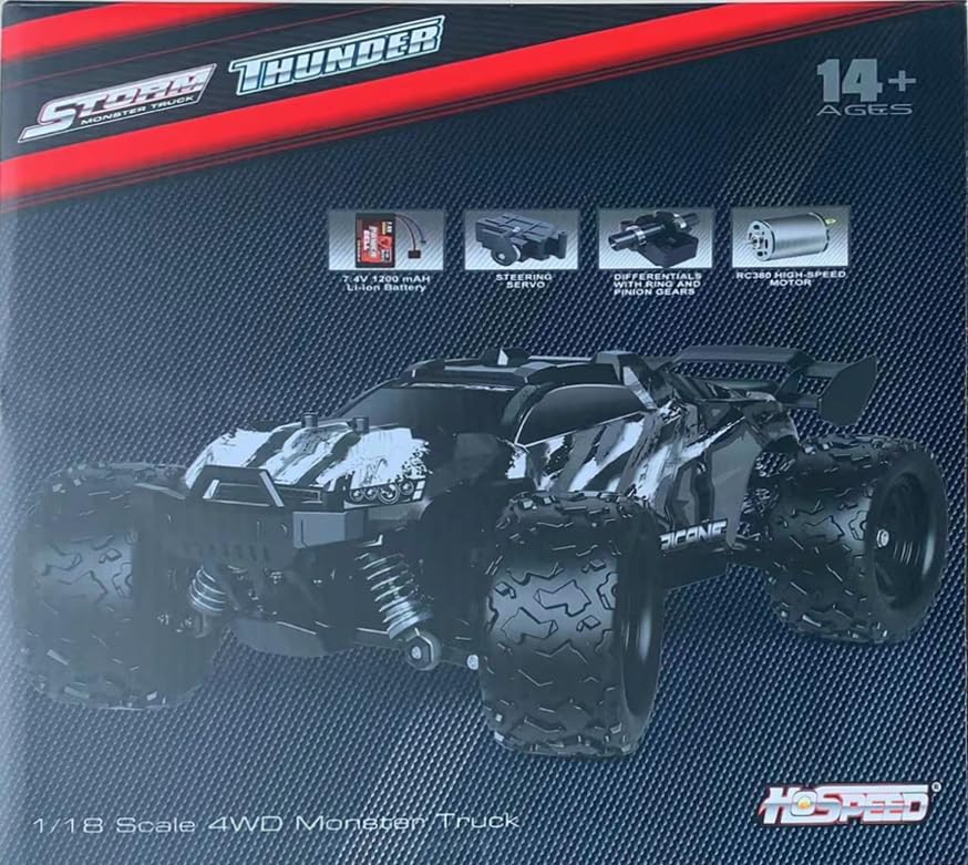 Miniatura 2 de Kororo Coche RC todo terreno a escala 118, vehículo eléctrico 4WD de alta velocidad de 36 KPH con control remoto de 2.4 GHz, camión todoterreno