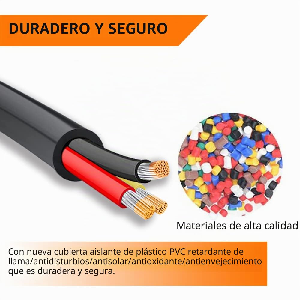 Cable Eléctrico de 3 Conductores de Calibre 16 3x1,3mm², 30.48M Cable Trenzado Negro de Bajo Voltaje 16/3 Caja de PVC, Cable de Alimentación de Extensión Flexible para Lámpara LED