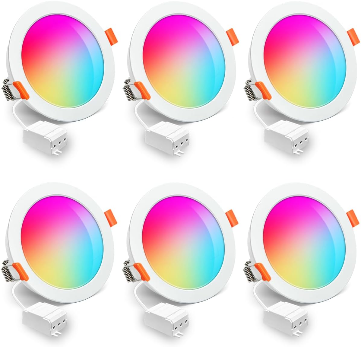 ILC 6 Inch LED Reccessed Downlights, 16W Compatible with Alexa (Echo Device Required), RGB Color Changing, 2700K Warm White, 150W Equivalent, Recessed Ceiling Lights (6 Packs)