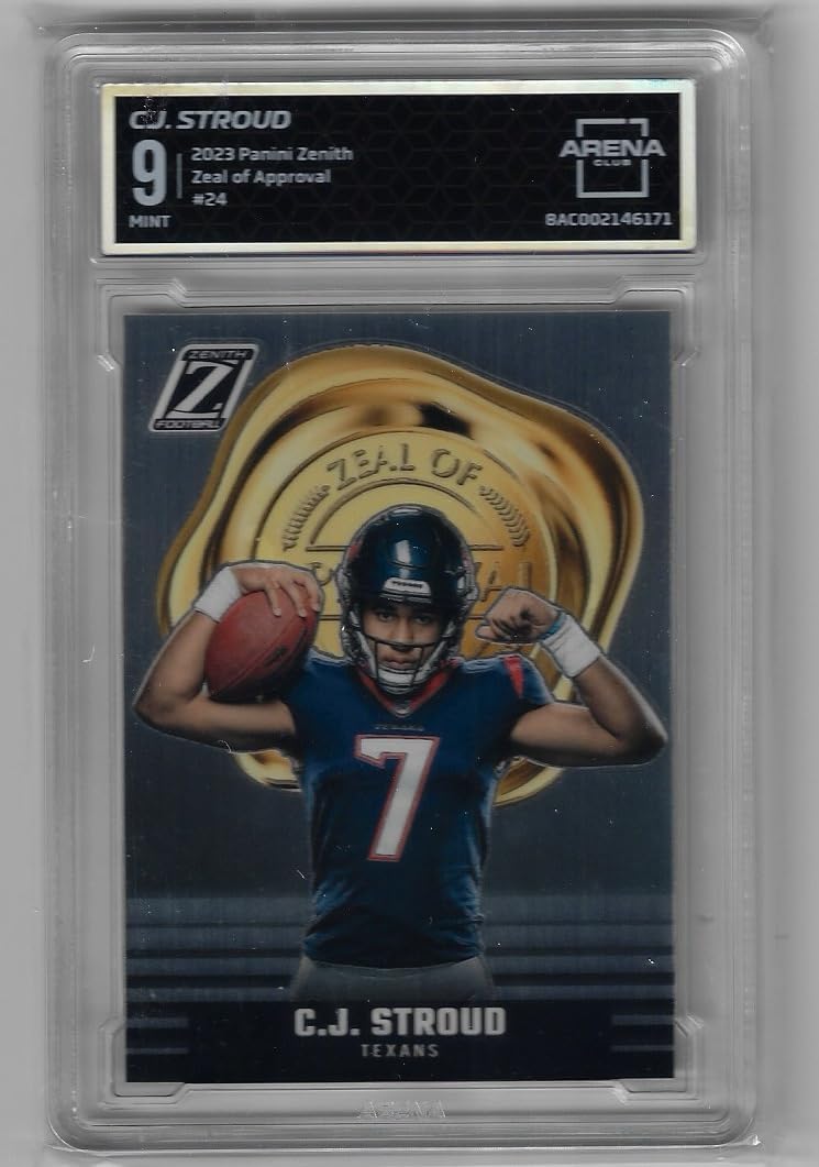 CJ Stroud Arena Graded 9 Mint Zeal of Approval Special Insert Collectible Football Card - 2023 Panini Zenith Football Card #24 (Texans)