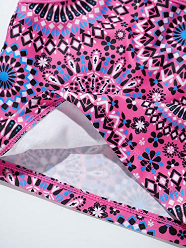 Kaerm Kids Girls Floral Print Swimsuit Tankini Bathing Suit Halter Crisscross Tops Bottoms Boyshort Swimwear4