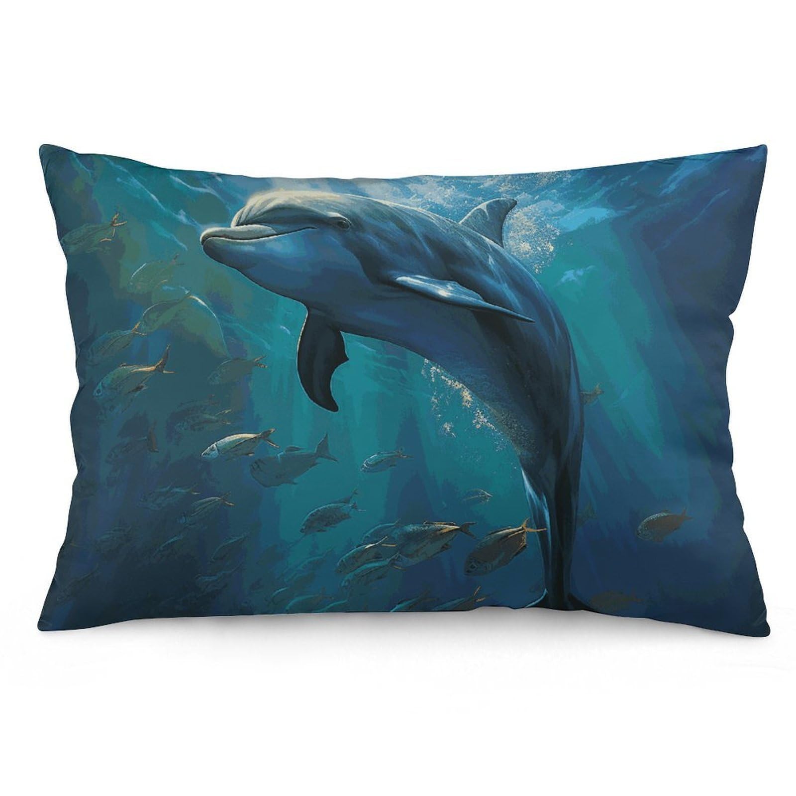 NTVOWPZO 2 Pack Decoration Throw Pillow Covers 12 "x20 Pillowcases Covers Dolphin in The Deep Ocean Pillowcases Modern Farmhouse Home Decor Sofa Cushions Covers for Couch Bed Living Room