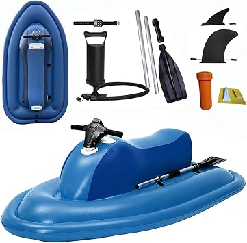 Electric Rush Wave Surf Boat Jet Ski 500W/700W Underwater Propeller, Inflatable Boat with Motor, Max Load 485 lbs, for Water Sports 500W 10000mAh