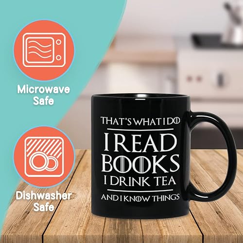 Miniatura 2 de Book Lover - Taza de café de 11 onzas, color negro, para leer libros, beber té, lector de lectura, amante del té, sé cosas adicto a los libros, Leer