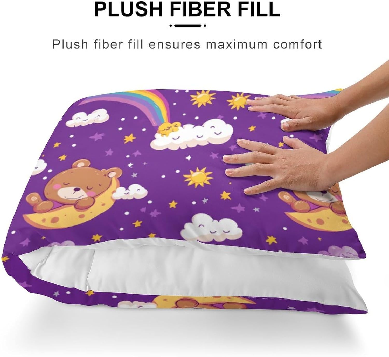 Cartoon Bear Rainbow Sun Moon Body Pillow Cover Long Cushion 18.9x53.1 Inch | pillowcase,bed decor,farmhouse,sofa