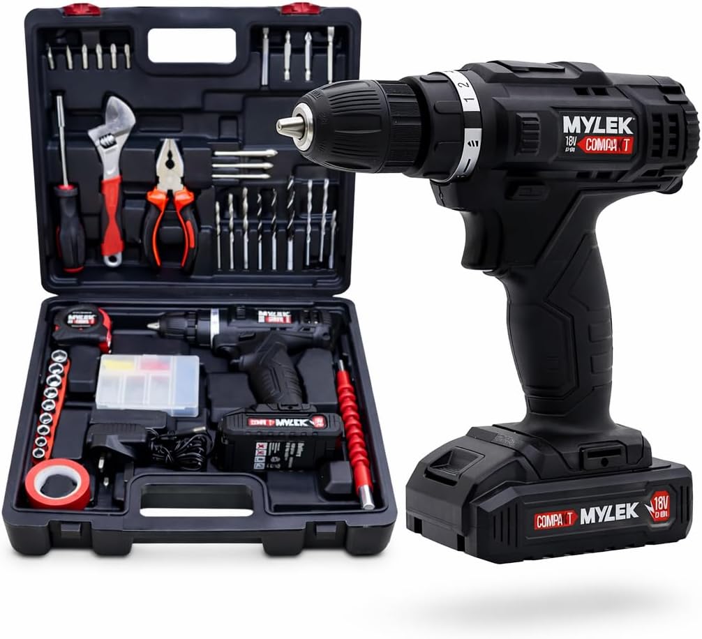 MYLEK Cordless Drill Set 18V 90 Piece