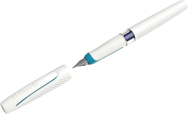 Pelikan ILO Pióro Stylograficzne Biały, Stalówka Ultrabiegowa, Do Szkoły i Biuro, Tłumików i Leworęcznych, Niebieski Kaseta W zestawie, Made in Germany