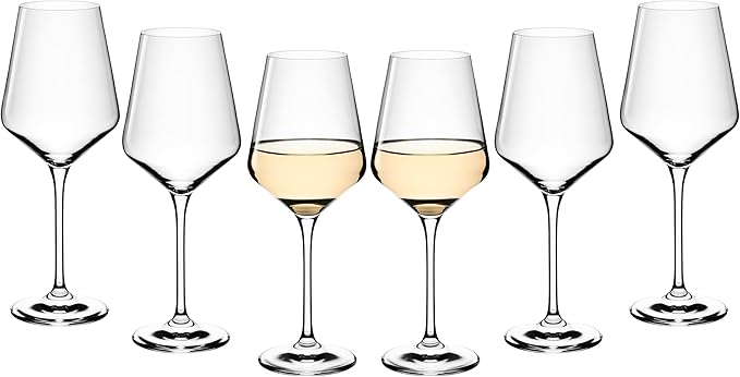 Gerlach 1760 Weingläser Weißweingläser Weißweinkelche Gläser Set 6 Stück 450 ml Kristallglas Wein Glas Spülmaschinenfest Modern