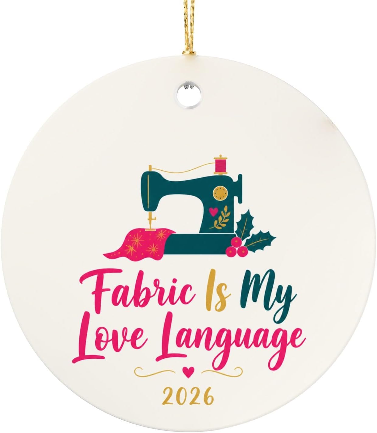 Sewing Machine Christmas Ornament - Fabric Lover Gift - Crafty Hobbyist