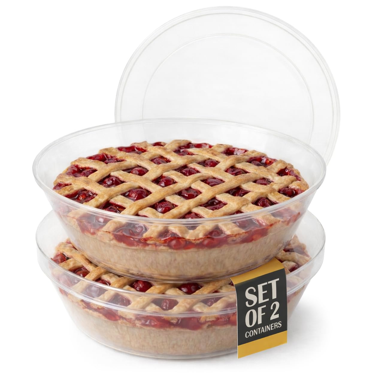 2 Pack Pie Carrier with Airtight Lid - BPA Free Pie Storage Container with Cover - Transport Keeper for Most Bakery - Plastic Pie Dish Holder