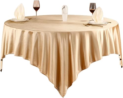 Miniatura 1 de Manteles de mesa de 87 x 87 pulgadas, cuadrados, dobladillo irregular, paño de satén de color sólido para mesa de comedor