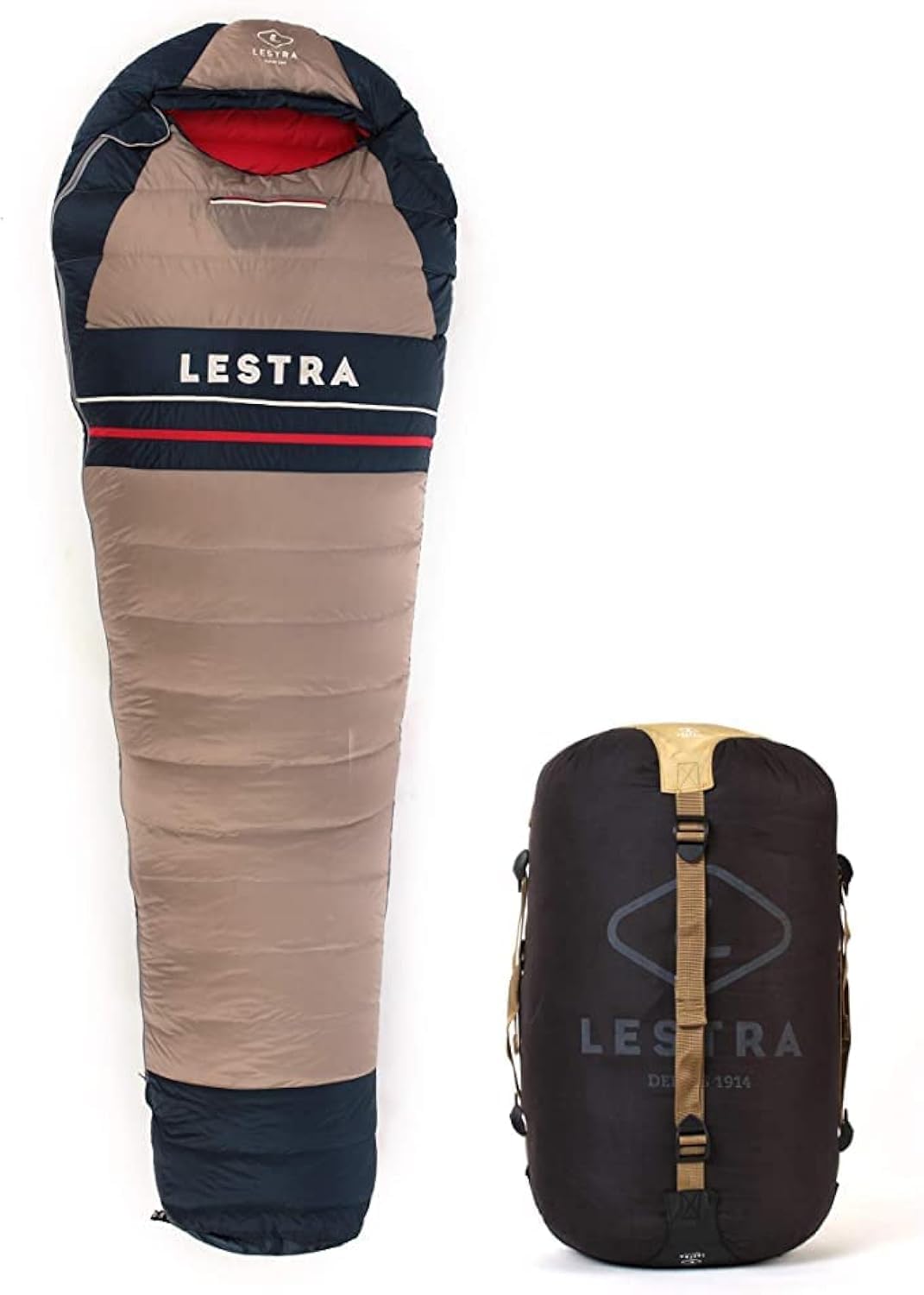 Lestra Outdoor Héritage Le Sac de Couchage des Grands Aventuriers – Léger & Performant – Fermeture Droite – T° Limit Confort 02°C – Adulte – 220 x 80 cm – 760 g