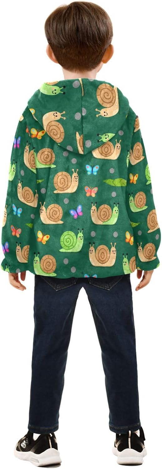 Snail and Butterfly Pattern Fleece Jacket Toddler Boy Children Plush Outerwear Navy Blue Baby Boy Clothes