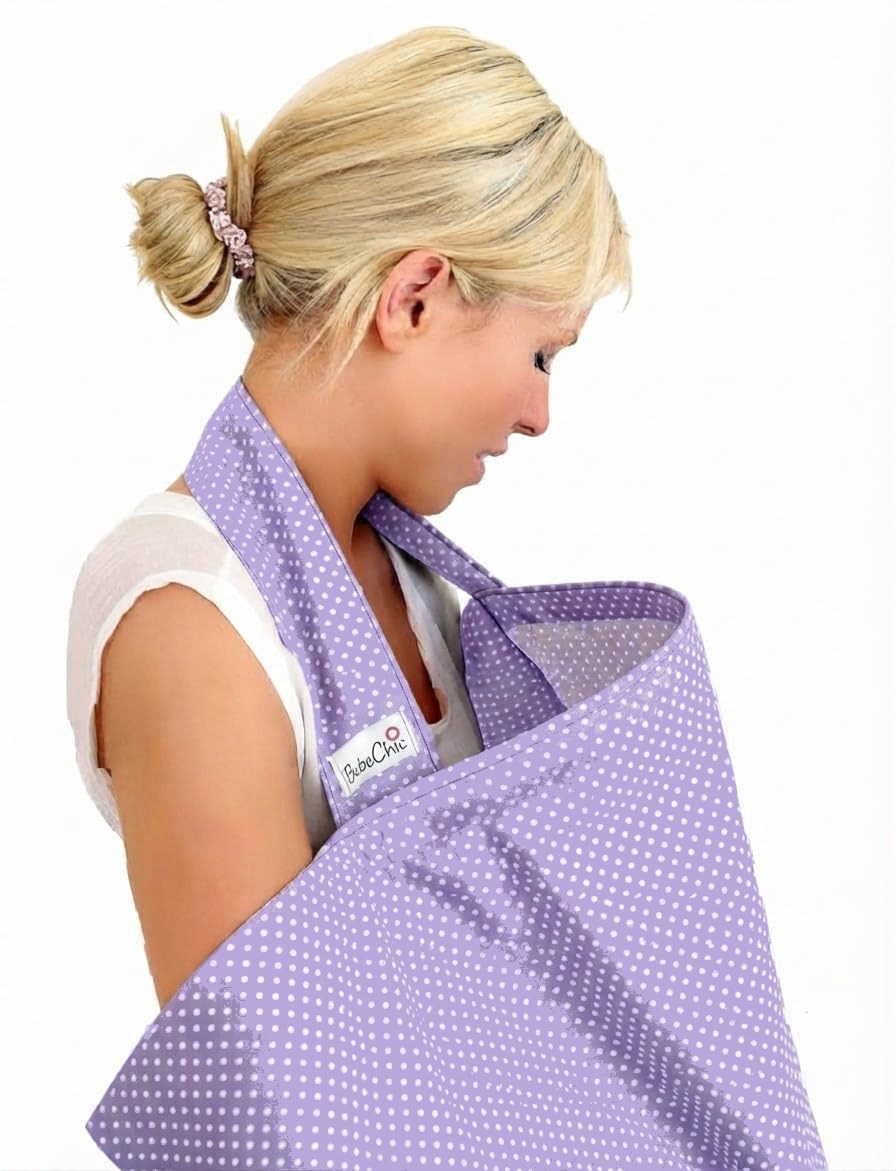 BebeChic โ Oeko-Tex Certified Cotton - Breastfeeding Covers - Boned Nursing Tops (Lilac/White Dot) โ image 1