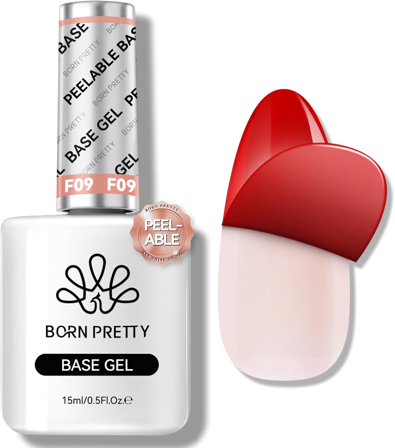 BORN PRETTY Peel Off Gel Base voor Gel Nagellak 15ml Peelable Base Gel Coat, U V Lamp vereist, Clear Foundation Gel Base voor Nail Onweken voor Take Off Nail Practice Beginners