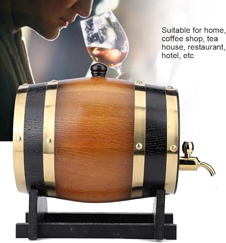Miniatura 5 de Dispensador de barril de whisky de 3 L de gran capacidad, barril de madera de roble envejecido, contenedor de almacenamiento de barril de vino tinto