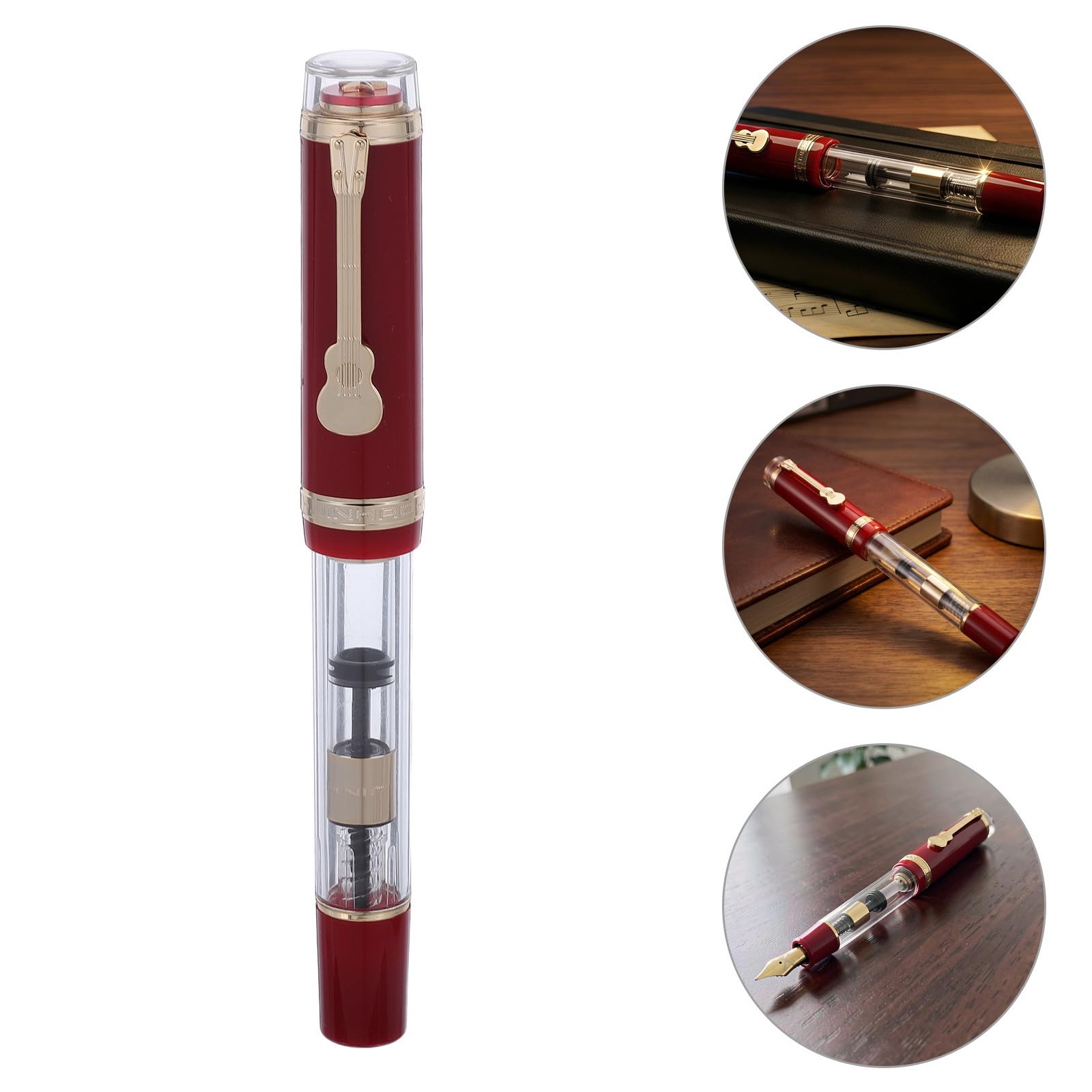 EXCEART Pluma Estilográfica Roja de Resina Recargable para Oficina y