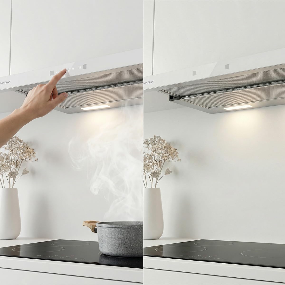 Cecotec Bolero Flux Teleskop-Dunstabzugshaube 60cm 606,4 m³/h Energieklasse A++ Bewegungssteuerung Booster