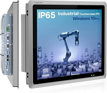 15 inch Industrial Panel PC Touchscreen Monitor,Fanless IP65 All-in-One Computer,Windows OS,Rich I/O Ports,VESA Mount,for Home,Factory,Kiosk,Automation I3-7100U,8G +128G, 15-inch