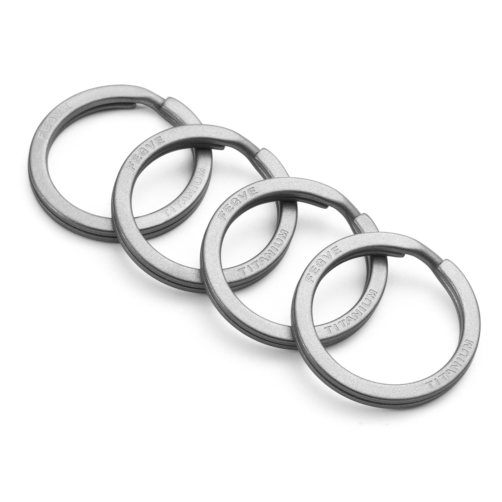 FEGVE Titanium Flat Split Jump Rings for Keys, Jewelry & Pet ID Tags