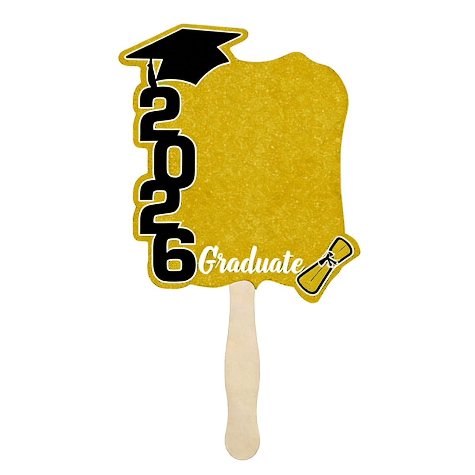 Jazuaiao Sided Printed Class of 2026 Graduation Fan Wooden Hand for Graduates Gifting and Ceremonies Wooden