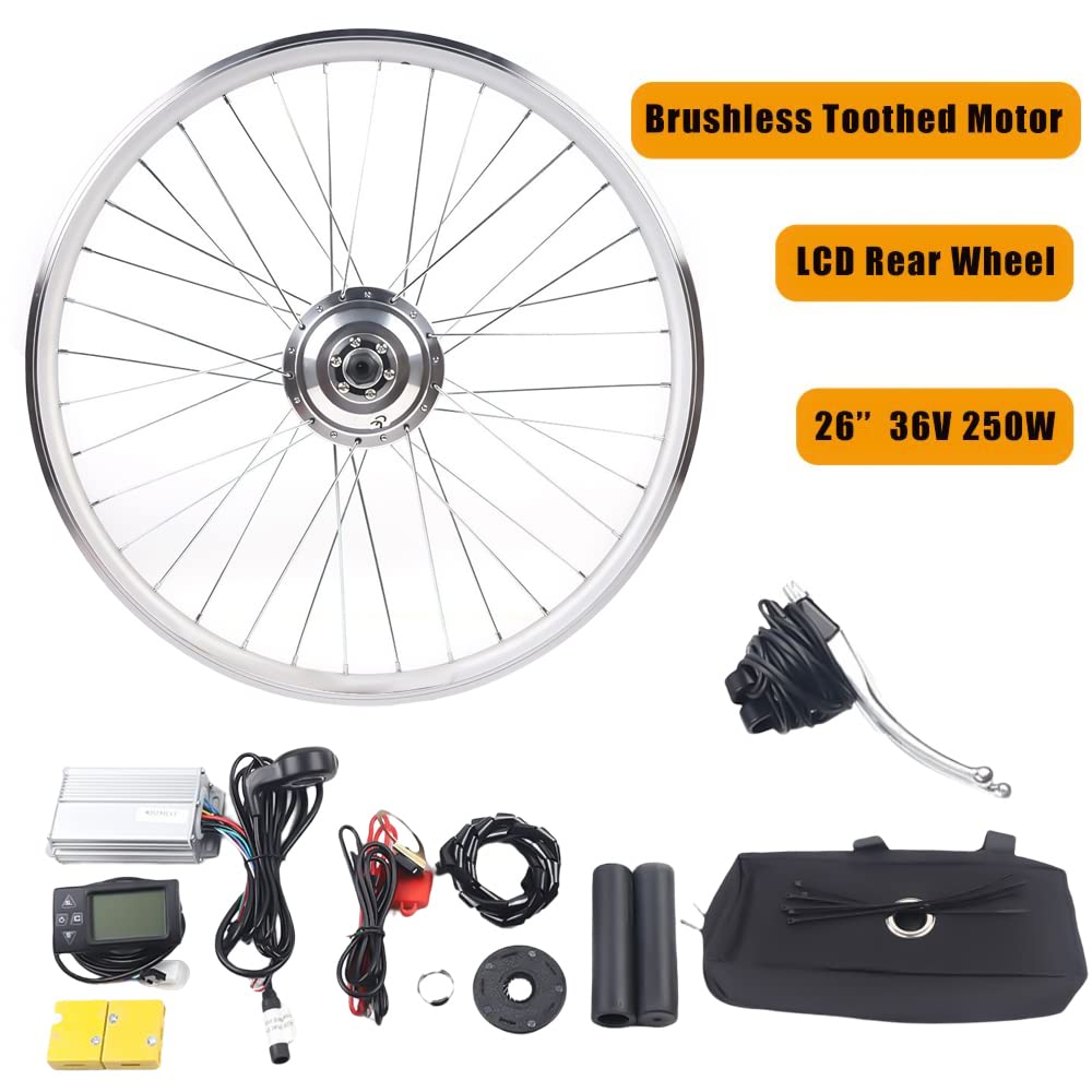 36V 250W 26Zoll Hinterrad Bicycle Umbausatz Kit E-Bike Umbausatz Multifunktionsdisplay LCD Motor Umrüstungs-Kit Geeignet für 26-Zoll Fahrräder