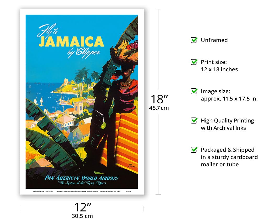 Amazon.com: Fly to - Jamaica - by Clipper - Vintage Airline Travel