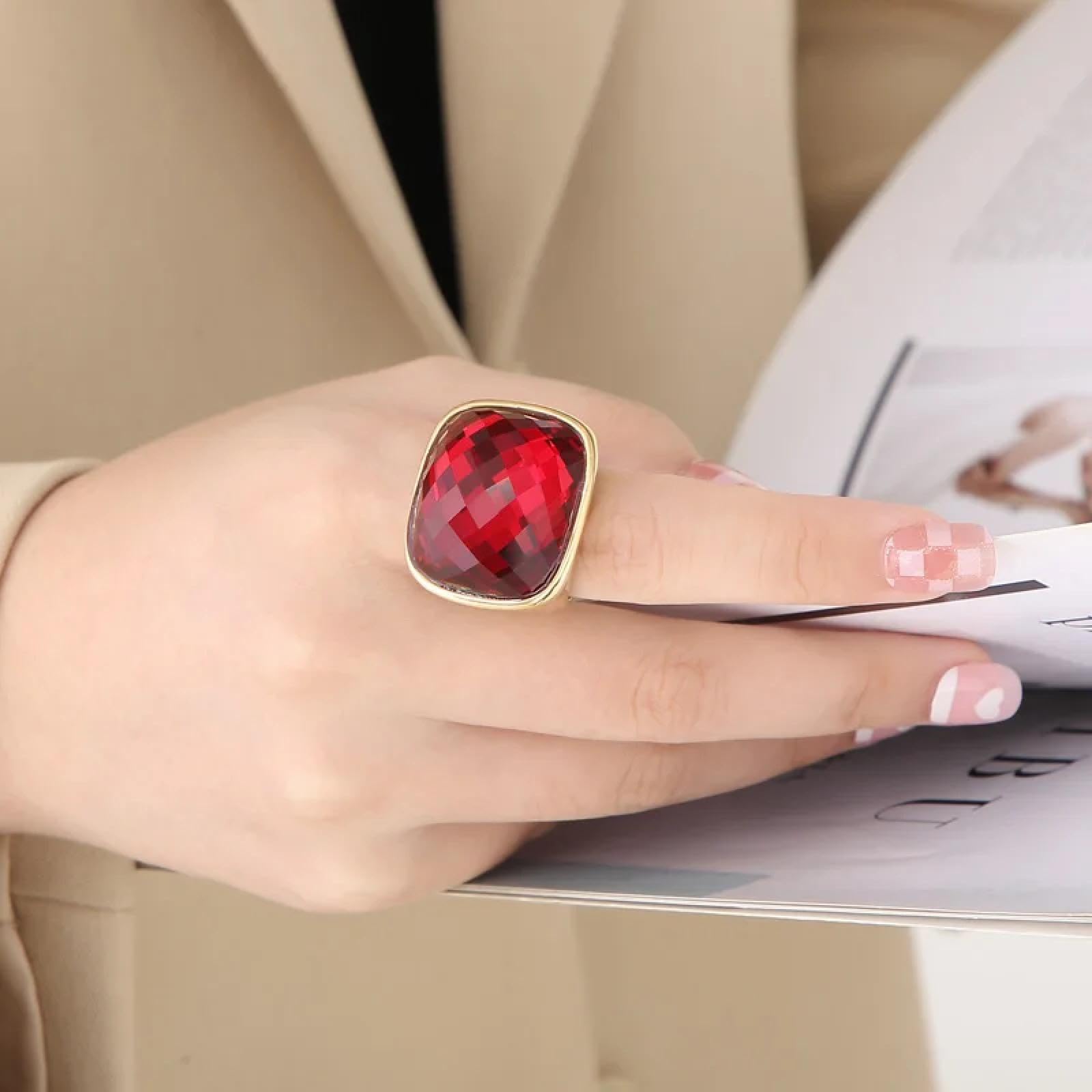 Ring Ringe Damen Bijouterie Herren Goldfarbene Ringe Für Frauen Bunte Quadratische Glasringe Für Frauen Elegante Eheringe Knöchel-Partyschmuck