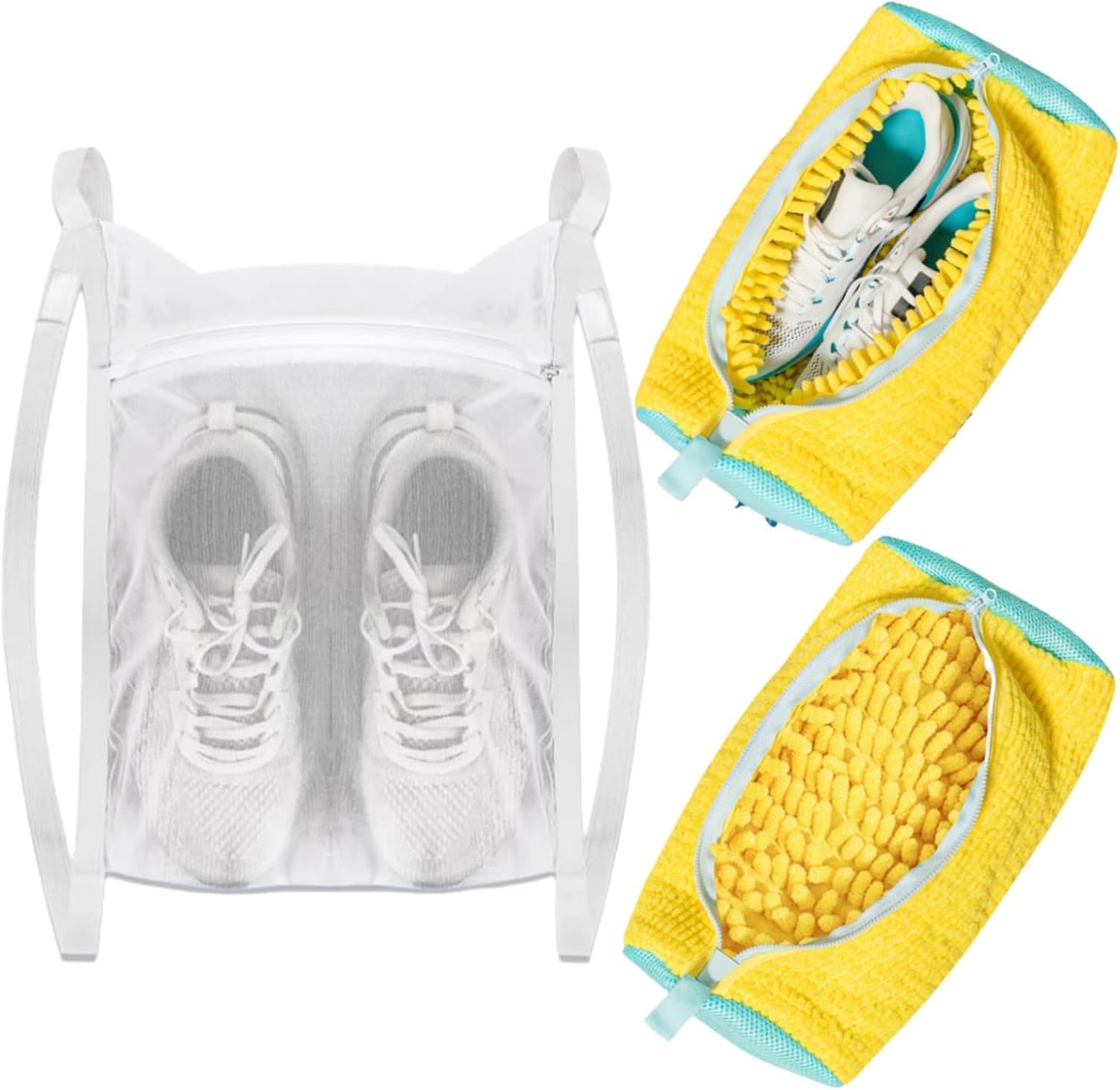Laundry Shoe Bag Washer & Dryer: Shoe Washing Machine Bag - 3 Packs Reusable Shoe Cleaning Bag for Sneaker Tennis Shoes Unstain Cleaner Kit(Yellow 2