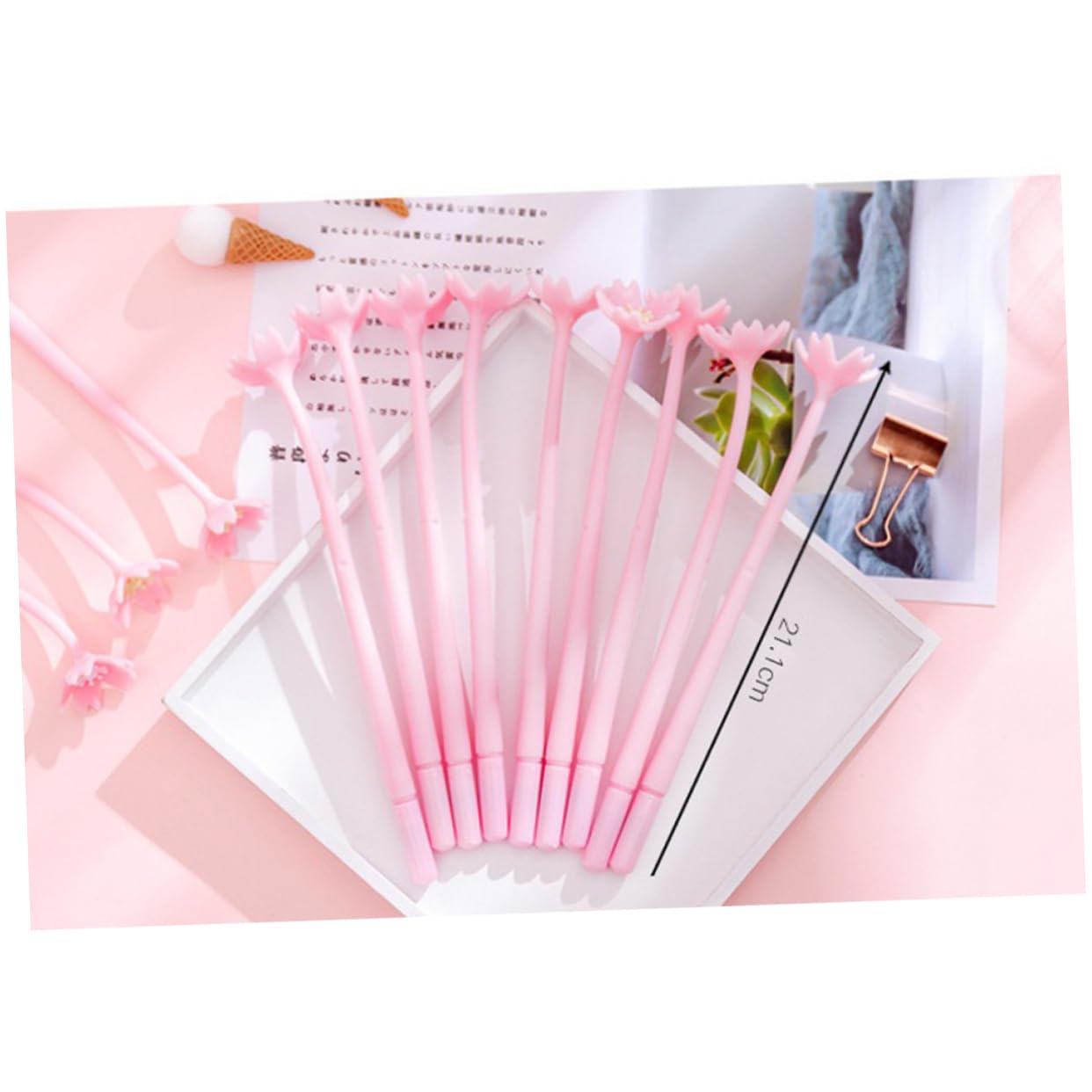 LALAFINA 20pezzi Penne Gel Estetiche Rosa Con Motivo Floreale Penne Per Scrittura e Firmare Per Studenti e Insegnanti Materiale Di Alta Qualità e Design Creativo Per Scuola e Ufficio