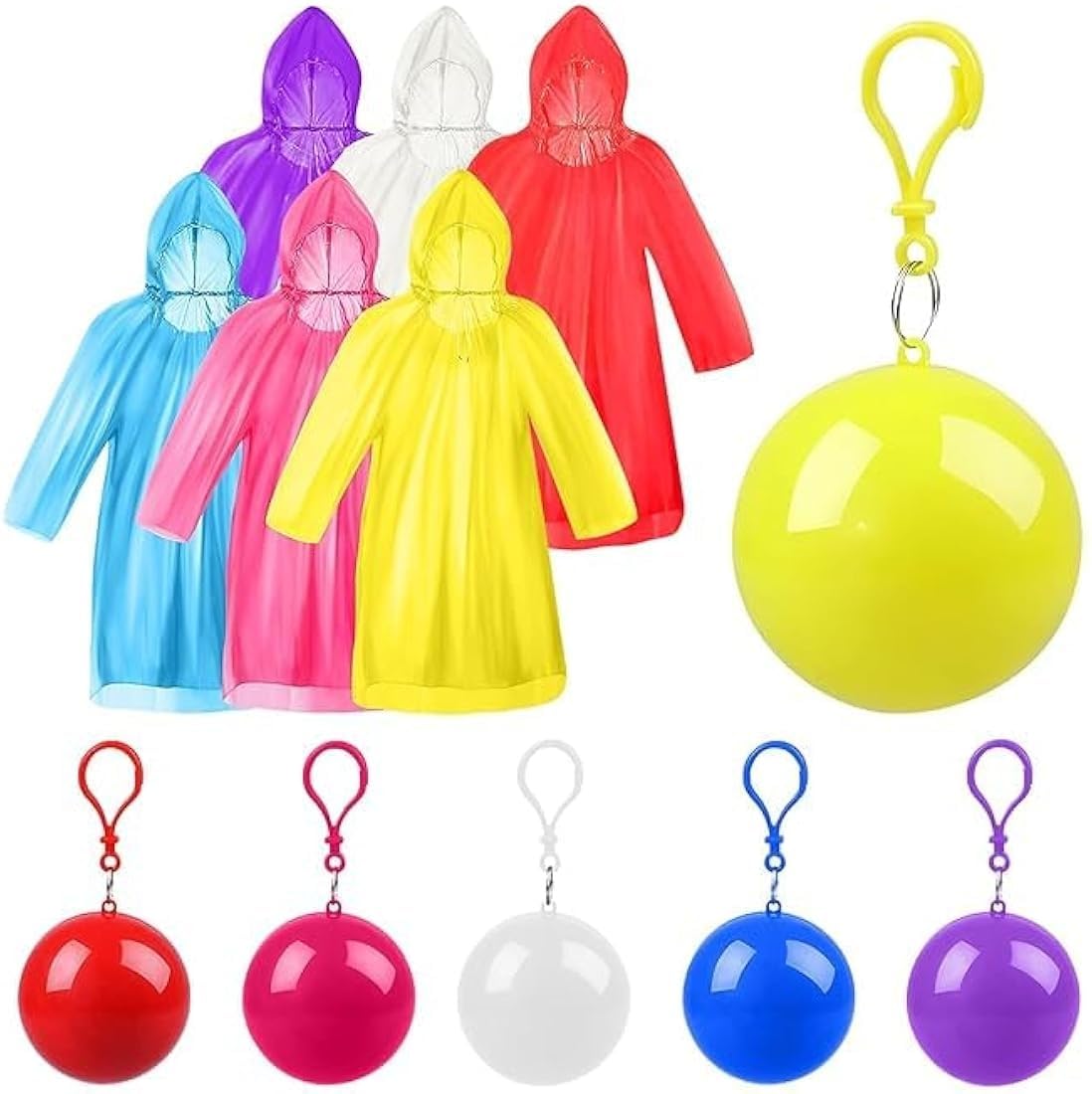 Disposable Ball Shape Raincoat for Men, Women & Kids | Portable Emergency Rain Poncho with Hood | Waterproof Single-Use Raincoat | Compact Raincoat in Ball Case with Keychain | Random Color-image-14