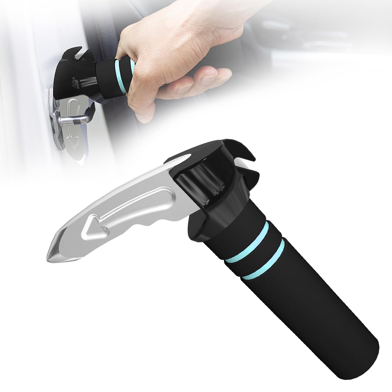 Nocecfi 3-in-1 Car Door Assist Handle for Seniors, Portable Vehicle Support Grab Bar with Window Breaker & Seatbelt Cutter, Multifunctional Handle for Elderly and Disabled People