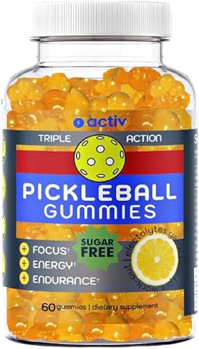 Gomitas de pickleball  Energía de enfoque de resistencia de triple acción  Con 5 electrolitos y vitamina B  Veganas y cetogénicas sin OMG