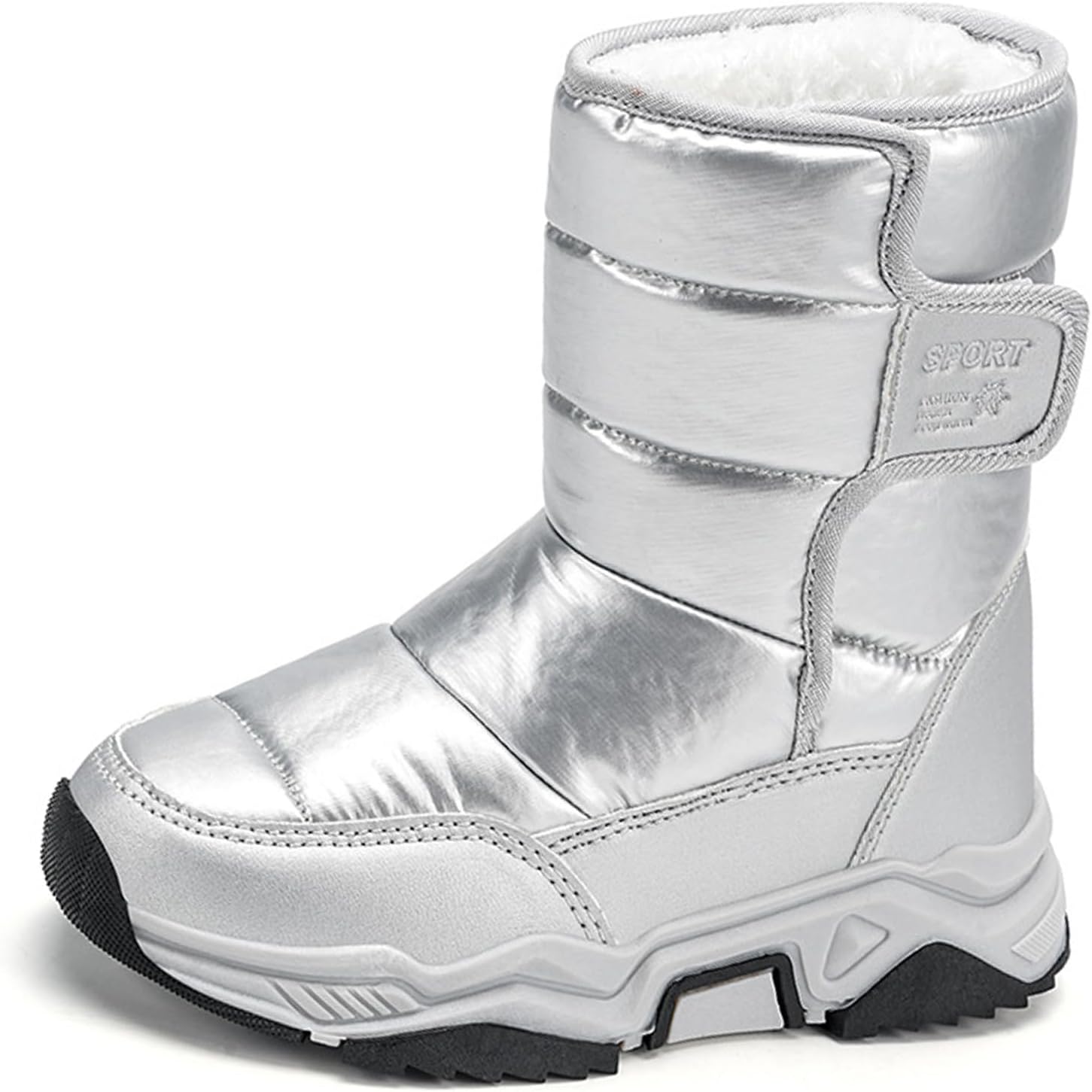 Padded Fur Snow Boots For Girls Winter Cold Weather Waterproof Lug-Sole Non Slip Warm Boots For Outdoor Adventure Winter