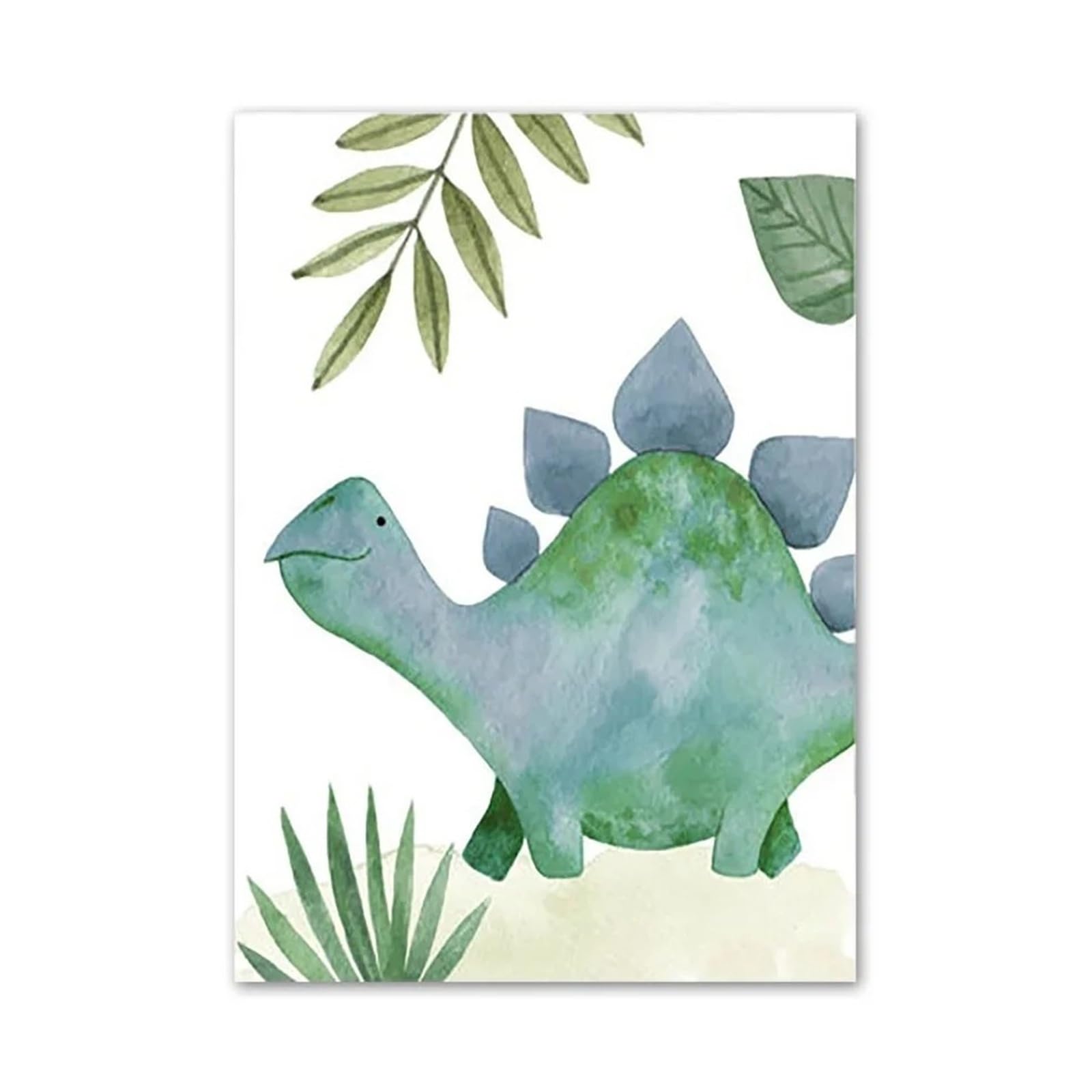 Tableau Déco Nature dinosaures et feuilles vertes affiche murale 30x40cm