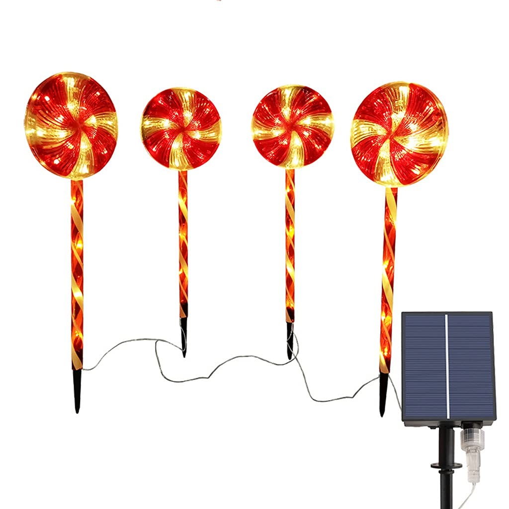 AFLHYJK for Four Solar Lollipop Lights Outdoor Waterproof Led Candy Lights Holiday Decoration Lawn Lights