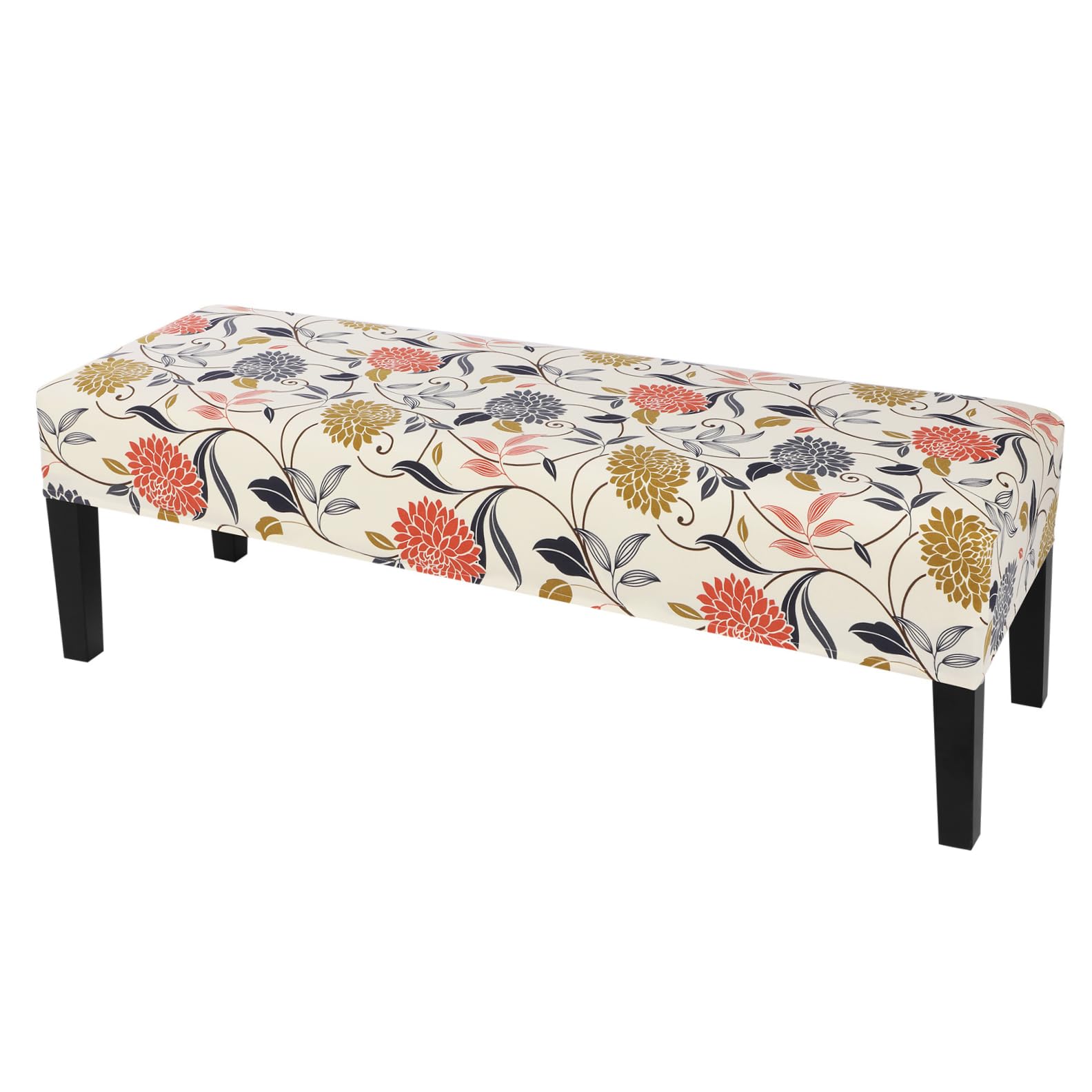 SearchI Dining Bench Cover, Stretch Washable Long Bench Seat Covers, Rectangle Dining Table Bench Slipover for Dining Room, Living Room, Kitchen(Orange Flower)