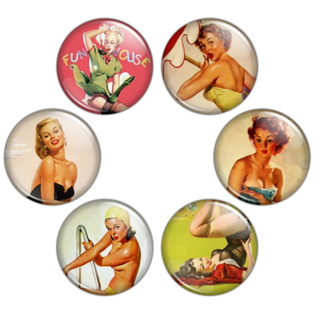 button bistroButton Bistro Women's Pin Up Girls 1.25 inch Pinback Button Set #2 Badges Pins