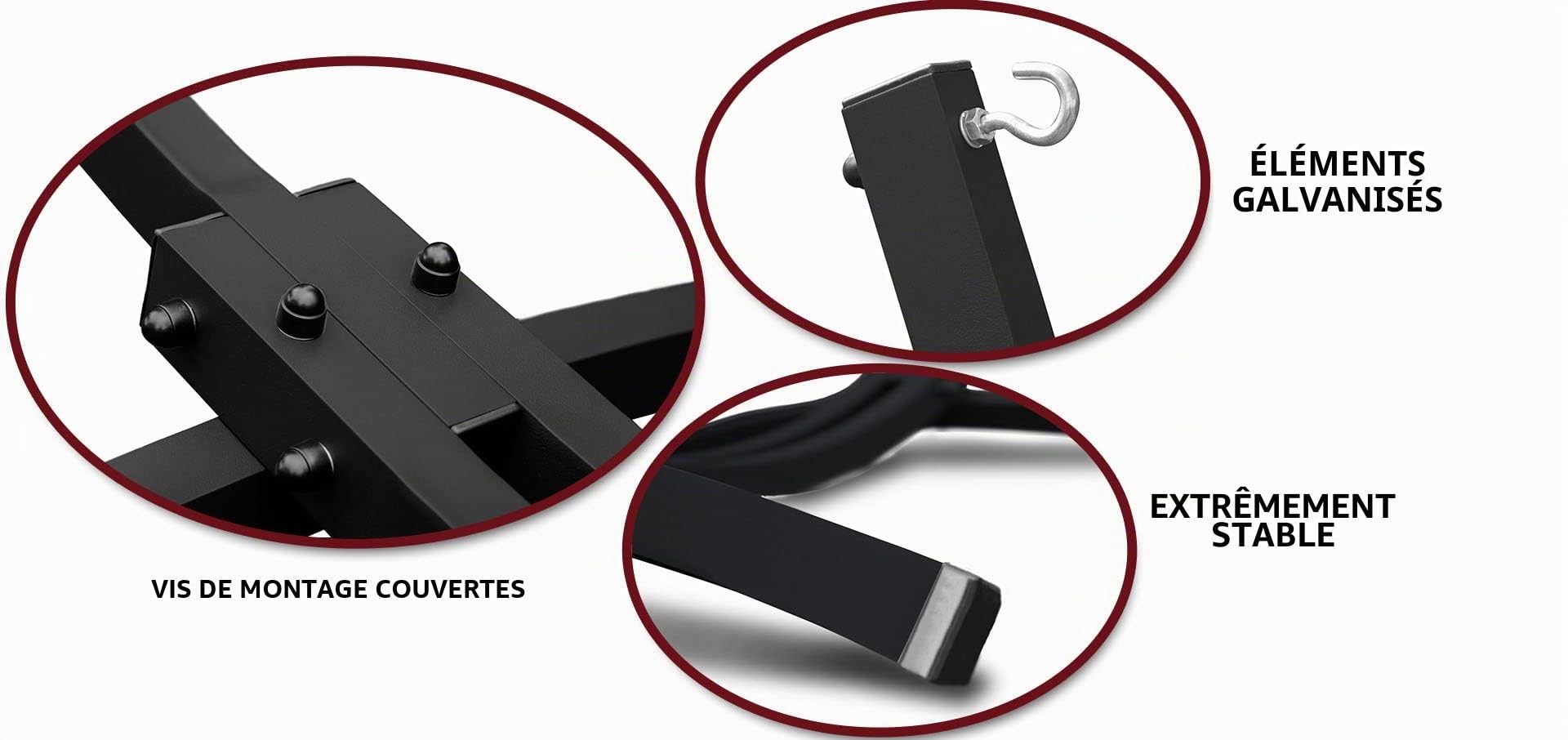 Support pour Hamac 2 Personnes avec Kit de Suspension Double Jardin Intérieur Extérieur