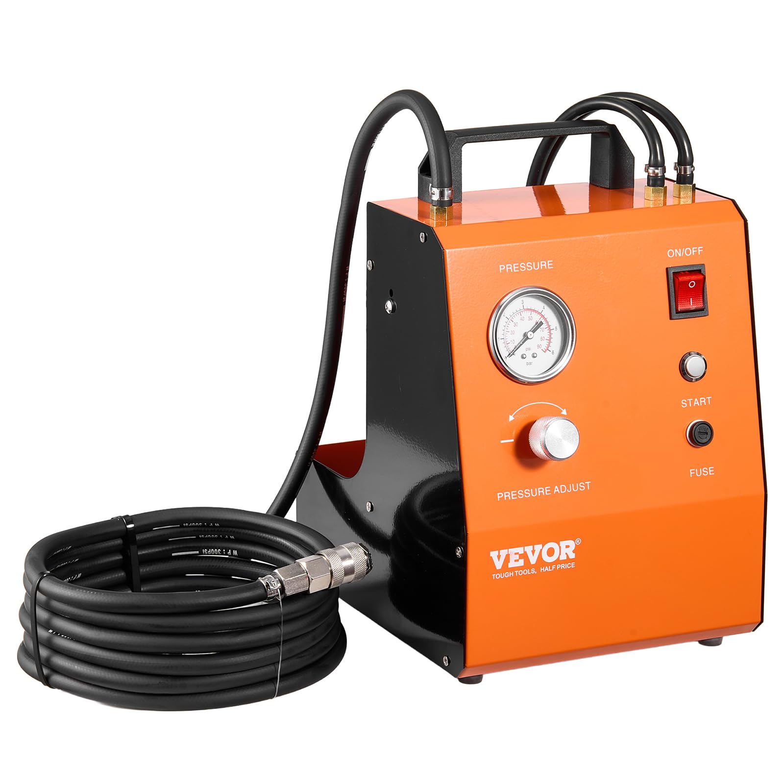 VEVOR Kit de Purga de Frenos Eléctrico Kit de Purga de Cilindro de Freno con Manómetro Bomba de Aire Incorporada Juego de Adaptador de Purga de Frenos Versátiles para Alimentación de CC y CA