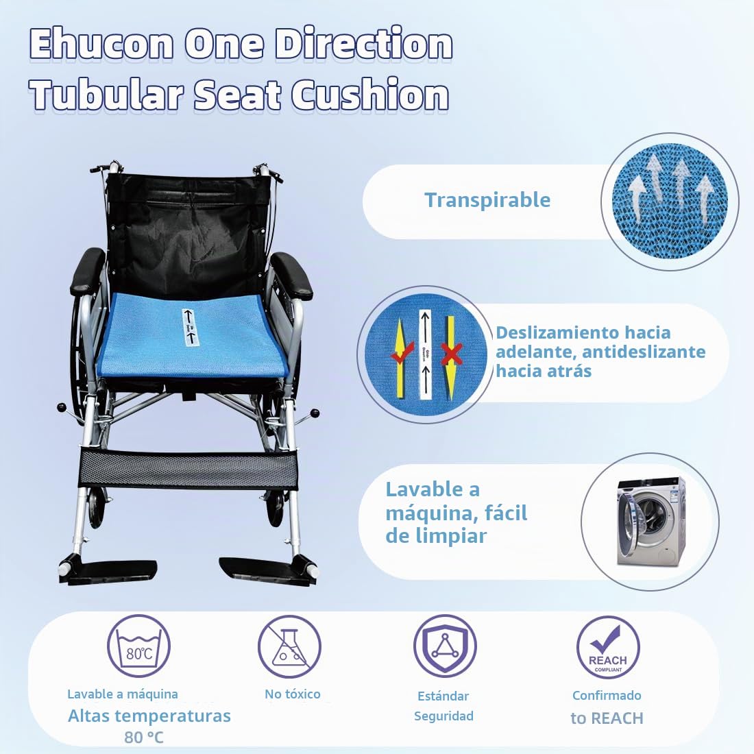 One Direction - Cojín tubular para asiento, prevención de caídas para ancianos en silla o silla de ruedas, excelente cojín antideslizante para asiento de coche y silla de oficina, 17 x 17