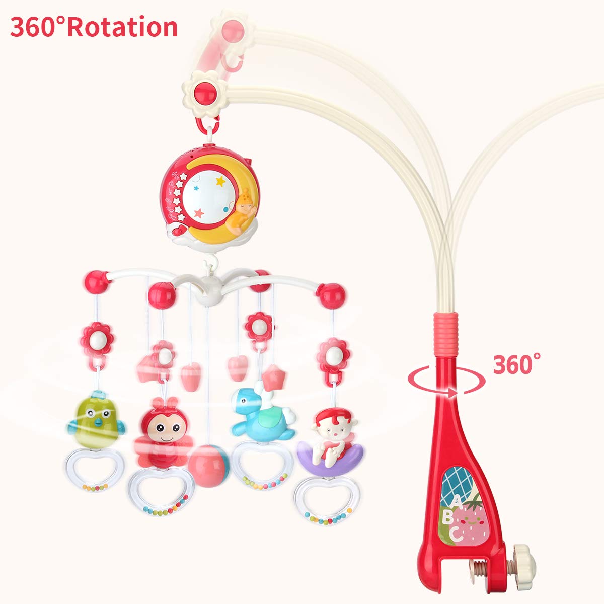 Mini Tudou Baby Musical Mobile Crib Toys with Projector and Light
